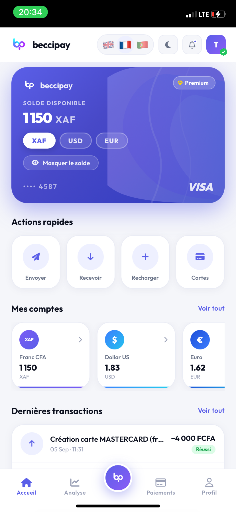 Carte virtuelle BecciPay